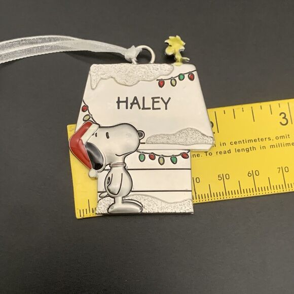 Peanuts Hallmark Snoopy Haley Name Woodstock Doghouse Metal Ornament - Picture 3 of 4